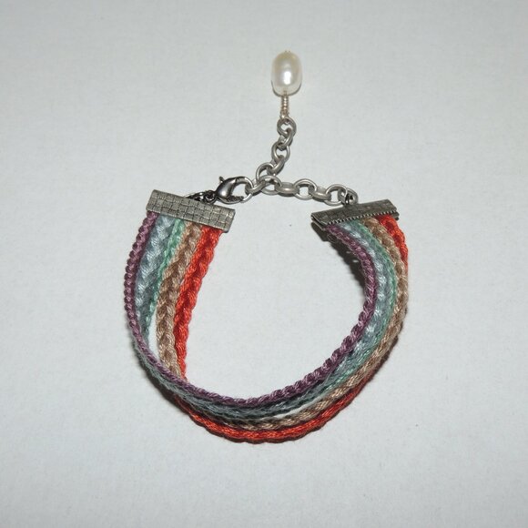 Boho Braided Bracelet with Pearl Charm 6"–8" | Handmade Colorful Friendship - Picture 1 of 4